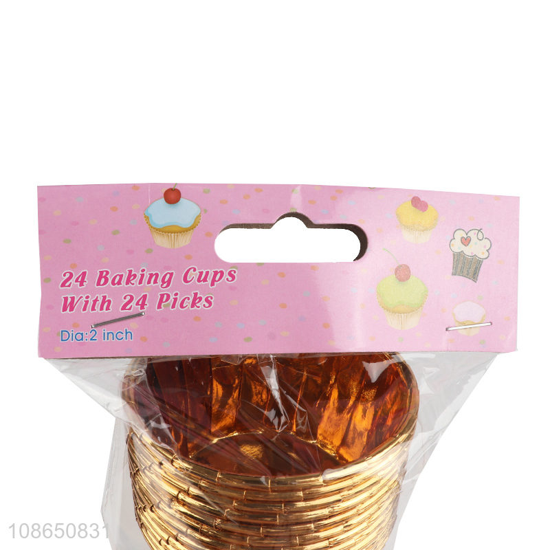 Wholesale gold foil muffin cups cupcake cups rolled rim baking cups