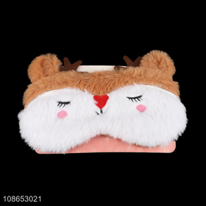 Wholesale soft plush sleeping eye mask fluffy sleeping blindfold