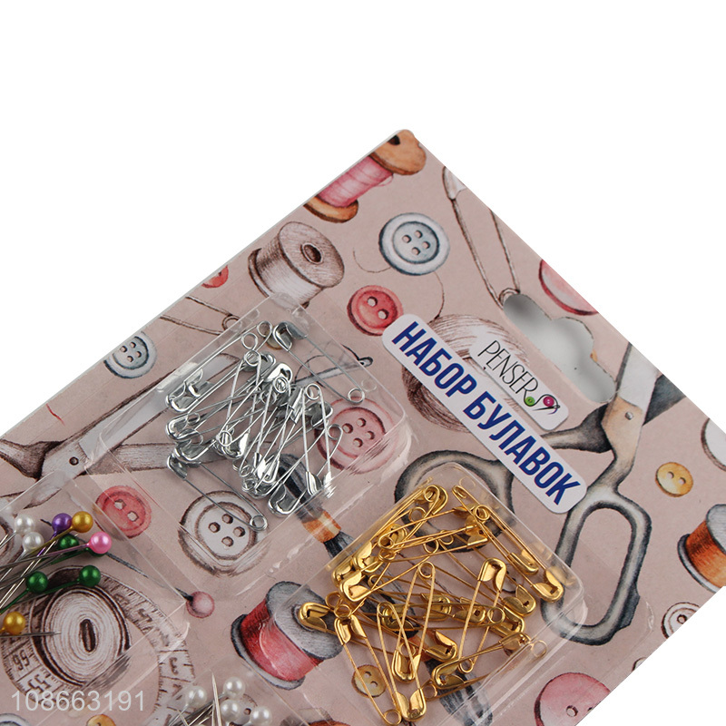 Wholesale garment accessories colorful ball head pins safety pins set