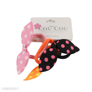 Wholesale cute polka dot rabbit ear hair bands hair rings for girls