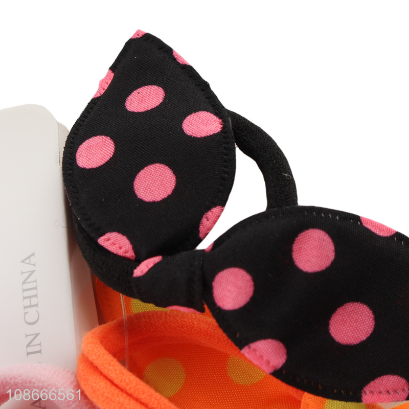 Wholesale cute polka dot rabbit ear hair bands hair rings for girls