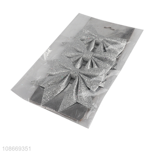 Popular products silver 3pcs christmas decoration bowknot for sale