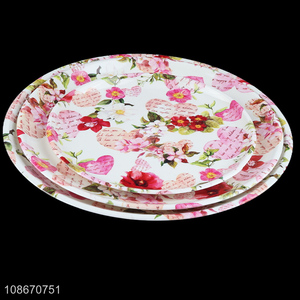 Best selling reusable floral printed plastic food serving tray