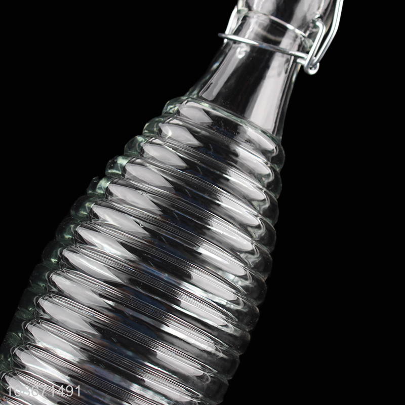 Wholesale 1000ml clear airtight glass juice bottle glass beverage bottle