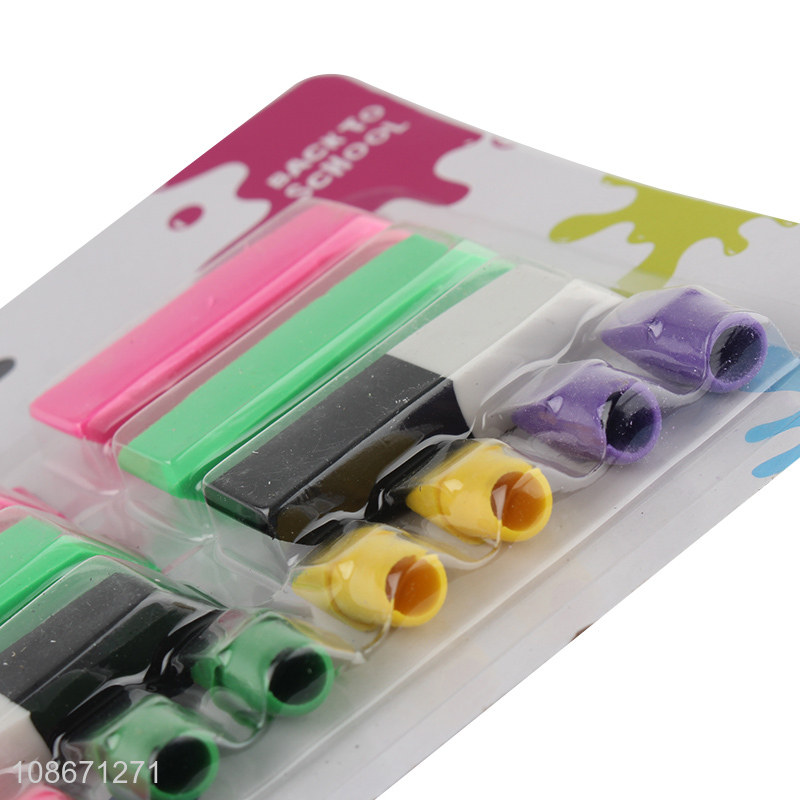 Wholesale colorful pencil cap erasers set kids school stationery