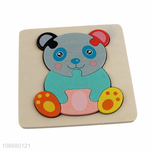 Wholesale wooden cartoon bear jigsaw puzzle toy for kids toddlers