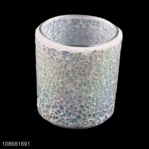 Latest design tabletop décor mosaic glass pen holder for school office