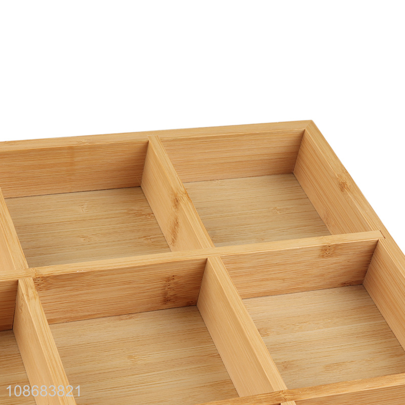 Wholesale 9-compartment bamboo breakfast serving tray for hotel restaurant