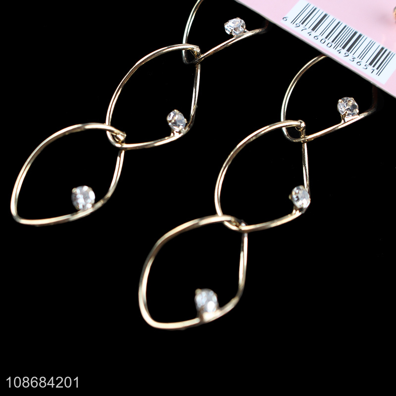 Online wholesale metal chain earrings gold plated chain stud earrings