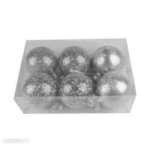 Wholesale silver shatterproof glitter Christmas balls Christmas ornaments