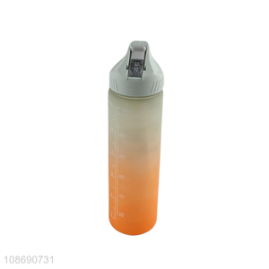 Custom 800ml motivative sports water bottle with flip straw & time marker