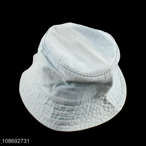 Wholesale unisex washed bucket hat denim cotton fisherman hat