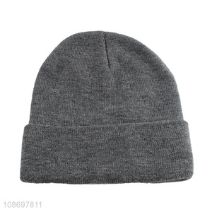 China factory grey fashion winter beanies hat knit hat for outdoor