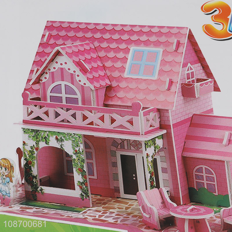 Online wholesale 35 pieces DIY 3D pink villa jigsaw puzzle toys