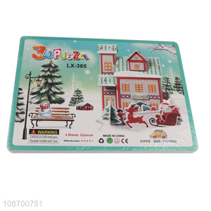 Wholesale 21 pieces 3D winter house jigsaw puzzle for kids boys girls