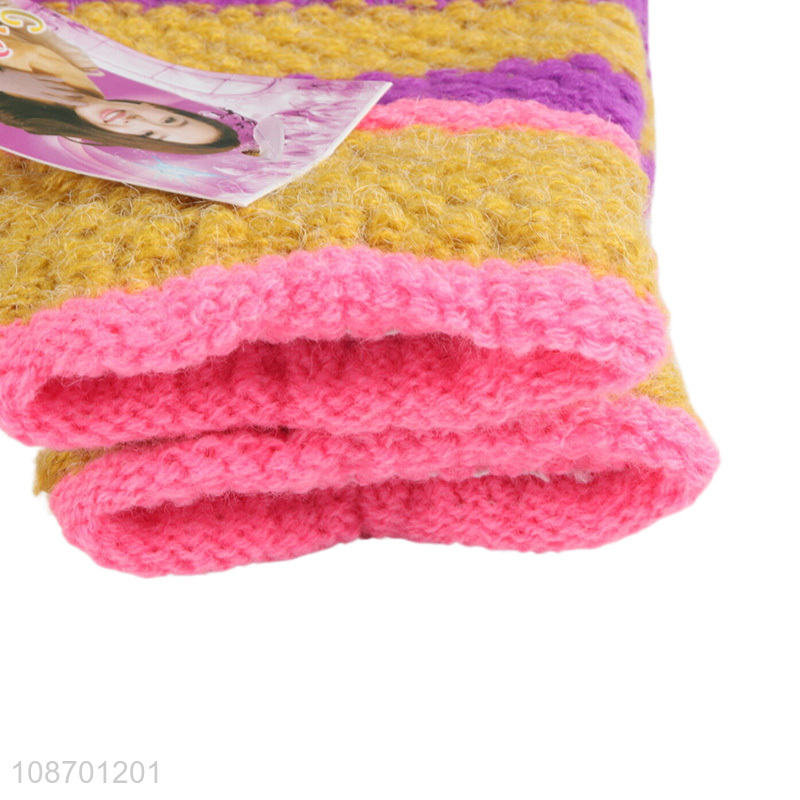 Hot selling women colored knitted gloves winter warm polyester gloves wholesale