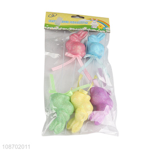 Good quality 5pcs glitter foam Easter bunny picks for decoration