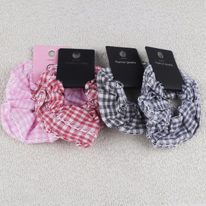 Hot selling plaid pattern fashion elastic girls hair rope hair scrunchies