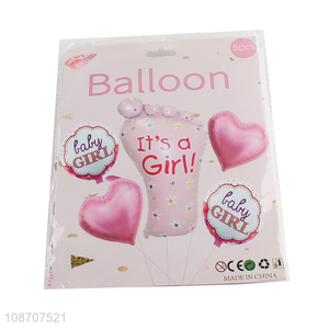 Top quality girls baby shower foil balloon set for party decoration