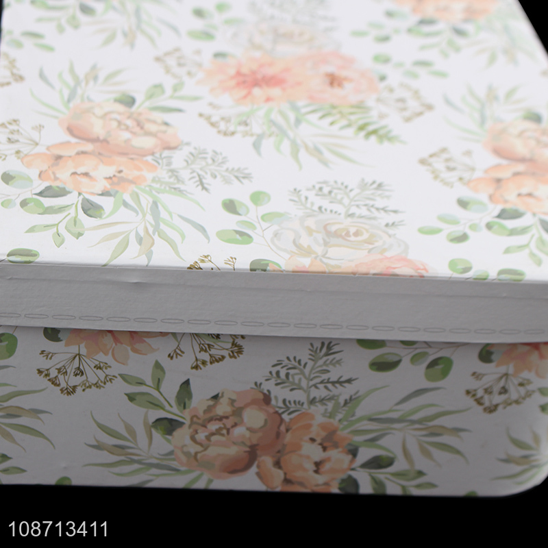 Good quality floral print paperboard gift box suitcases with lock & handle