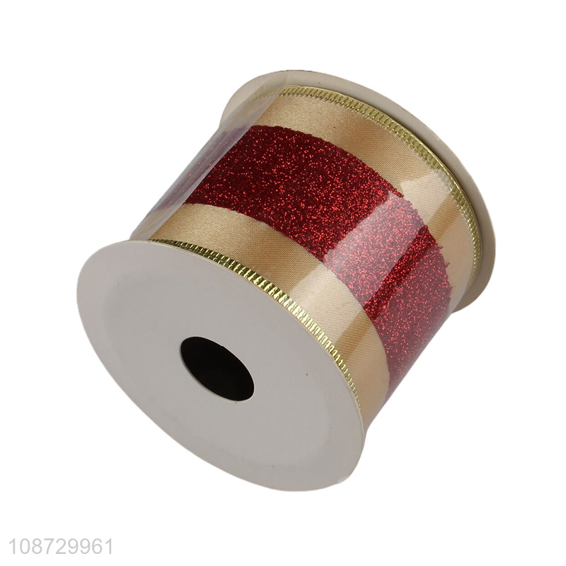 Factory price metallic fabric ribbons Christmas ribbons for crafting