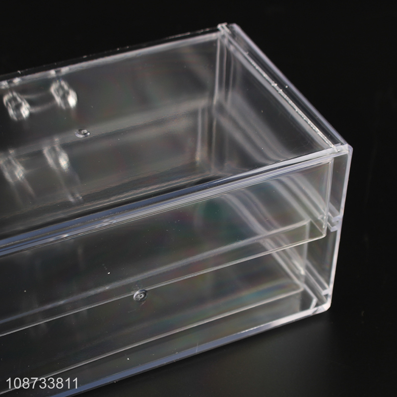 Good selling clear plastic makeup cosmetic display storage box with drawer