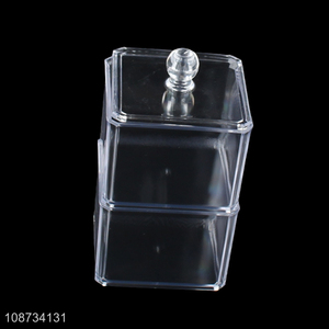 Popular product double-layer clear cotton swab storage box makeup organizer