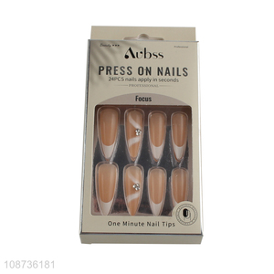 Yiwu market natural girls artificial fake press-on nail set for sale