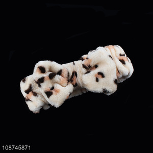 Hot selling leopard print shower hairband elastic bow makeup headband