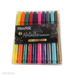 Wholesale 10 pieces water based metallic markers for coloring drawing