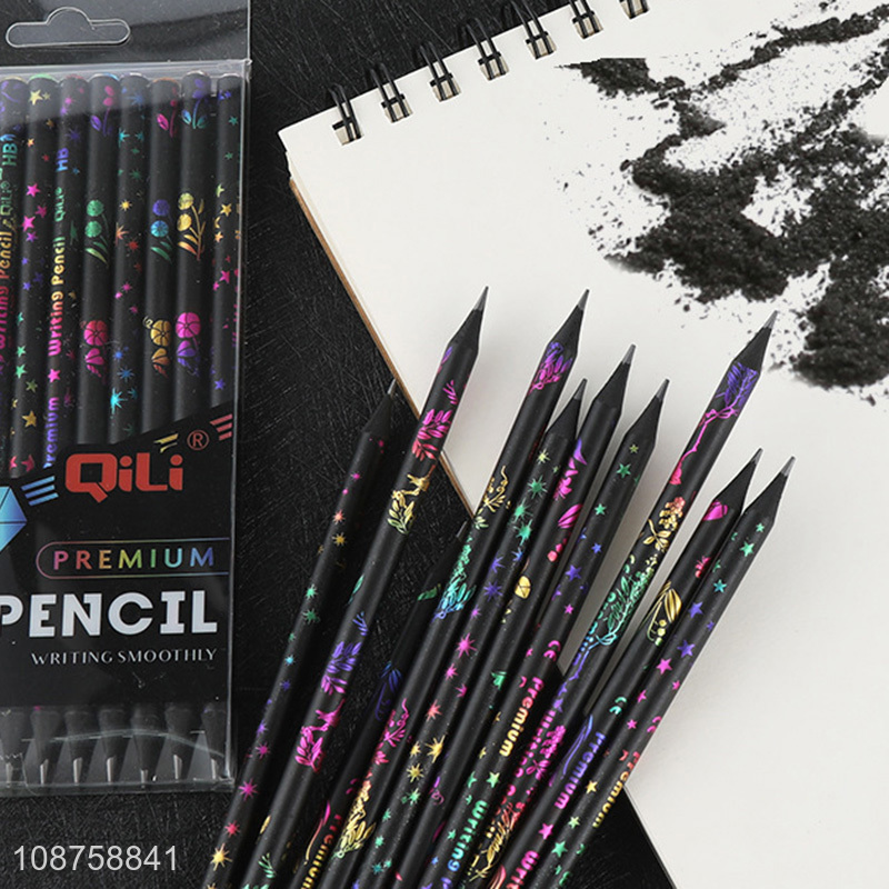 New Product 12 Pieces Blackwood HB Pencils with Colorful Diamond Toppers