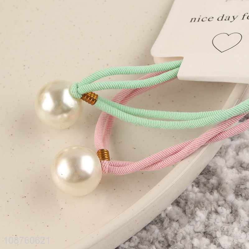 High quality 2pcs fashion pearl hair band hair ties hair ropes