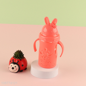 New product plastic water bottle with straw for kids