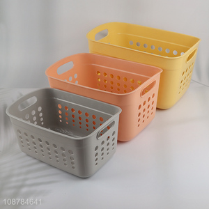 Custom logo multi-purpose hollow plastic storage basket