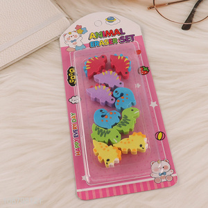 High quality animal series 12pcs eraser set