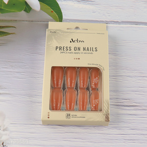 Good quality 24pcs press on false nails with nail glue