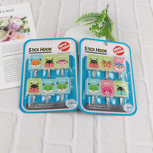 Wholesale 6pcs cartoon animal sticky hooks wall hooks for kitchen