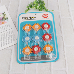 Wholesale 9pcs sunflower shaped heavy duty wall hooks sticky hooks