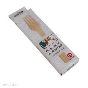 Online wholesale 12pcs disposable bamboo fork for kitchen