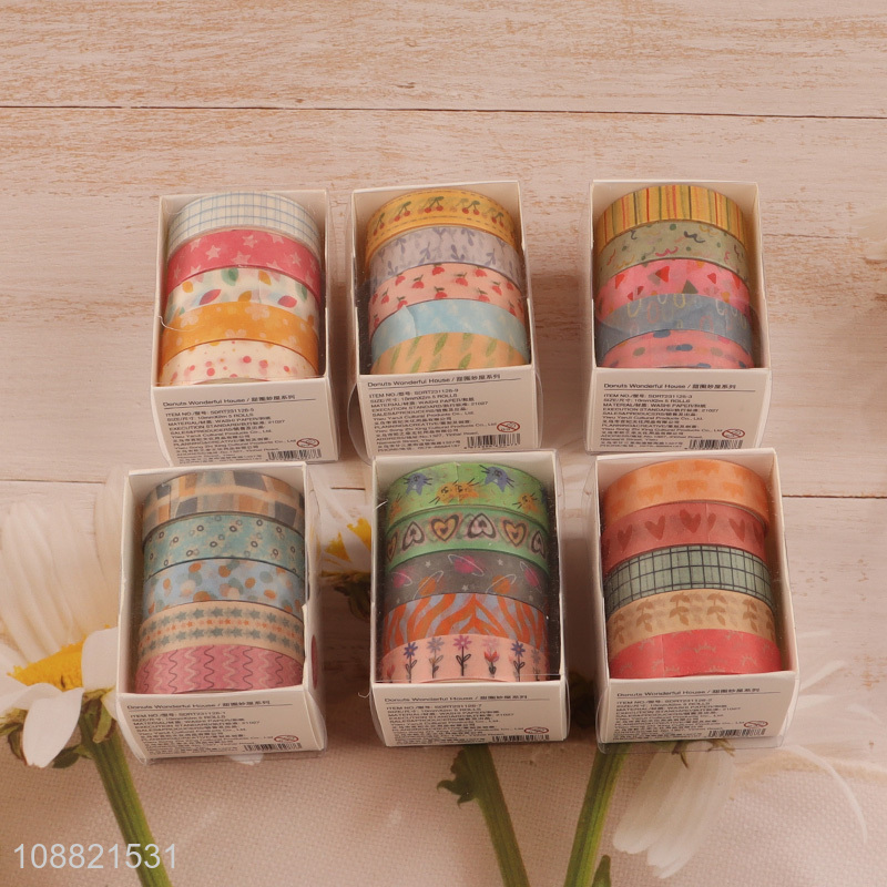 Wholesale 5 rolls washi paper tape set for scrapbooking