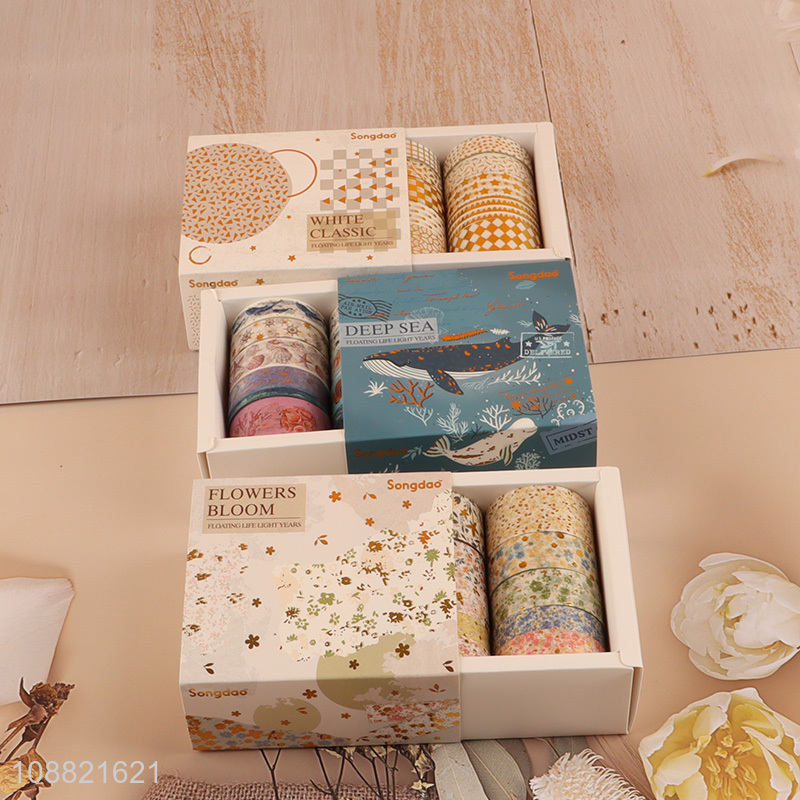 New arrival 10 rolls decorative gold foil washi paper tape set