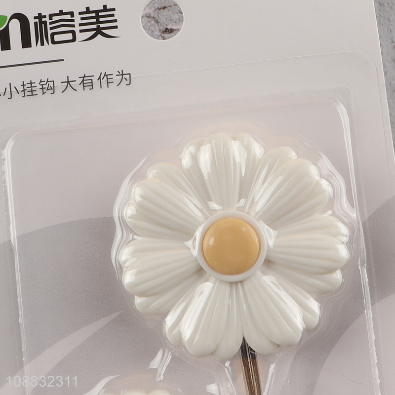 Popular product 2pcs flower shaped wall hanging hooks sticky hooks