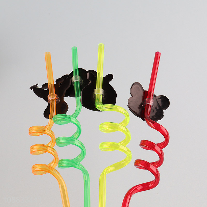 Good quality plastic cartoon animal drinking straw