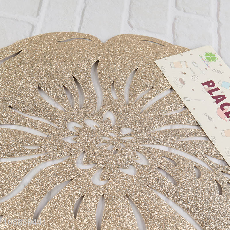 China wholesale golden flower shaped pvc dinner mat place mat