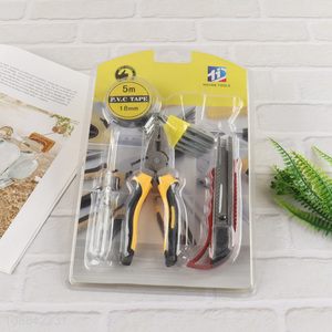 China imports home tool kit with pvc tape, hex key set, electrical test pen, plier & utility knife