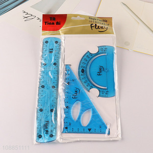 Wholesale 3pcs flexible plastic rulers set school student supplies