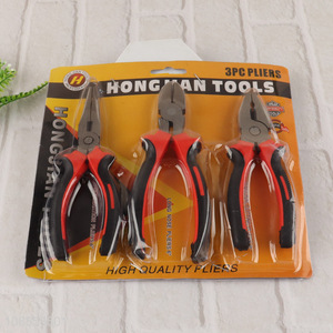 Wholesale 3pcs carbon steel pliers set with long-nose/diagonal/combination plier