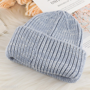 Good quality winter knitted beanie cap unisex beanie hat