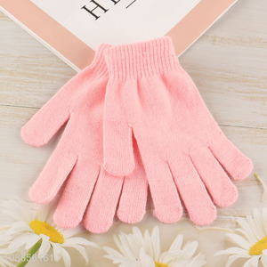 Hot selling solid color winter warm knitted gloves for kids