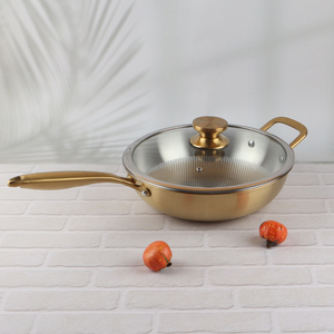 New arrival long hanlde stainless steel wok pan with lid for gas stove